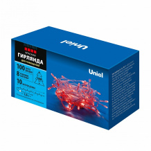 ULD-S1000-100/DTA RED IP20 Гирлянда светодиодная, 10м. 100 светодиодов. Красный свет. Провод прозрачный. ТМ Uniel