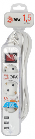 Розеточные блоки, удлинители U-3es-1,5m-USB