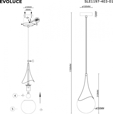 Светильник подвесной Evoluce Fiori SLE1197-403-01