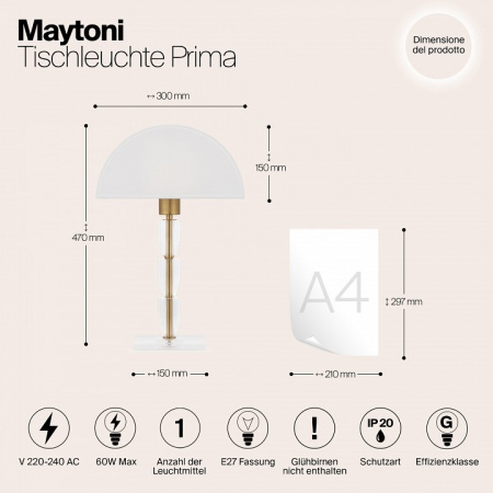 Настольная лампа декоративная Maytoni Prima Z034TL-01BZ