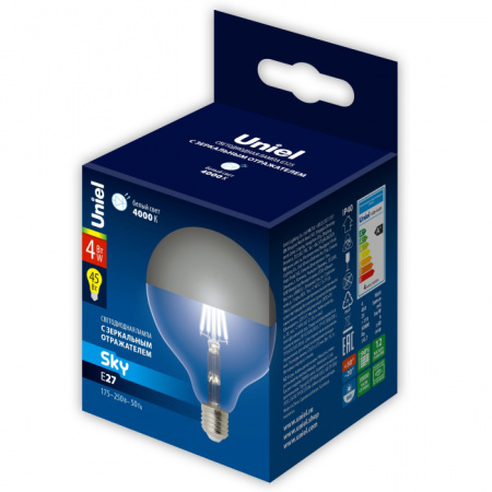 Лампочка светодиодная SKY LED-G125-4W/4000K/E27/CL MIRROR/CHROME PLS02WH