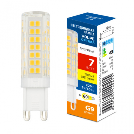 Лампочка светодиодная Optima LED-JCD-7W/3000K/G9/CL/SLS