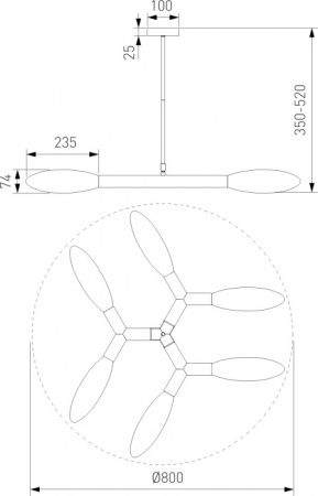 Люстра на штанге Eurosvet Covalent 30180/6 черный Smart
