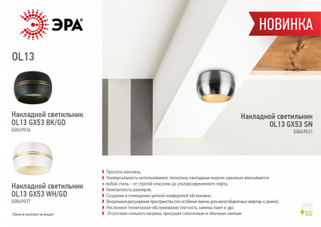 Накладной светильник Эра OL13 GX53 SN Б0049031