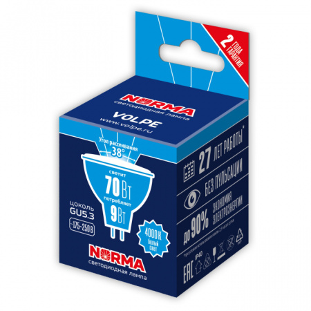 Лампочка светодиодная Norma LED-JCDR-9W/4000K/GU5.3/38D/NR
