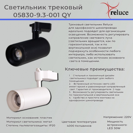 Трековый светильник 05830-9.3-001QY LED30W WT