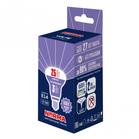 Лампочка рефлекторная Norma LED-R39-3W/6500K/E14/FR/NR
