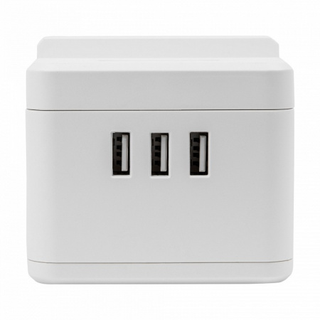 S-GCD2-1,5SBUH WHITE Удлинитель серии Standard, с/з, шнур 1,5м, 2 гнезда, 3 USB, 16А, держатель для телефона. Белый. ТМ Uniel