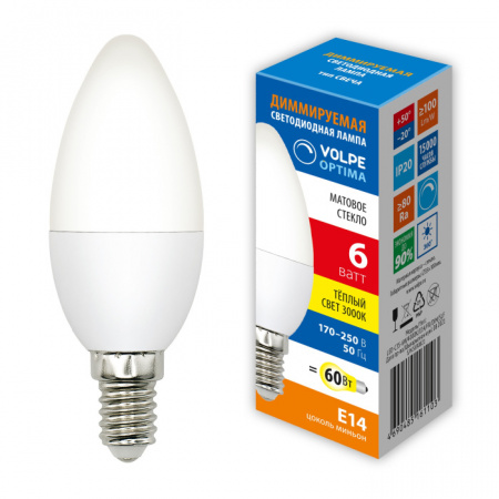 Лампочка светодиодная OPTIMA DIM LED-C37-6W/3000K/E14/FR/DIM/SLS
