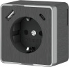 Розетка Werkel W5071704/ Розетка с заземлением, шторками и USB тип A+C Gallant (графит рифленый)