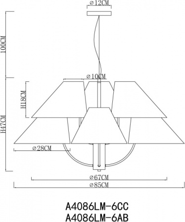 Подвесная люстра Rondo A4086LM-6AB