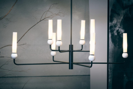 Потолочная люстра Delie C1224/8 Matt black / White marble