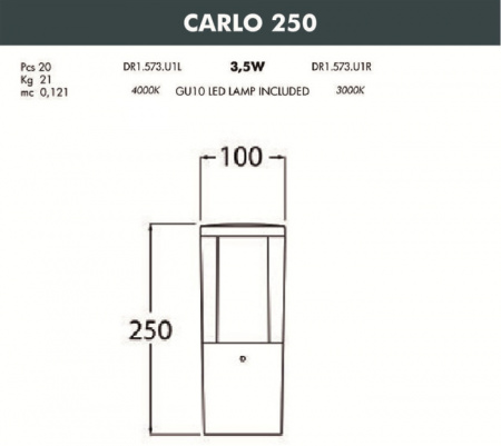 Уличный наземный светильник Fumagalli Carlo DR1.573.000.AXU1L