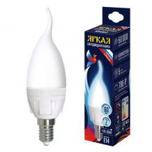 Лампочка светодиодная Яркая LED-CW37 7W/6500K/E14/FR PLP01WH
