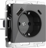 Розетка Werkel W1171744/ Розетка с заземлением, шторками и USB тип A+C (графит акрил)