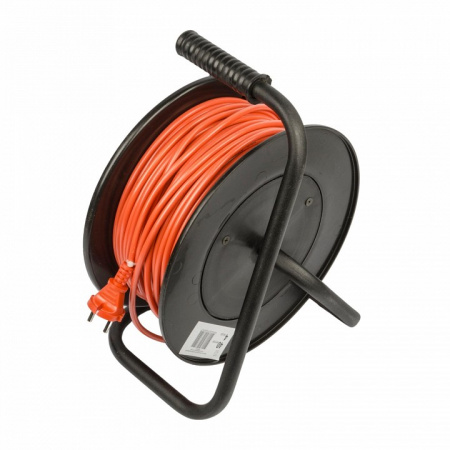 YX10-004 /UCK-4N/2x1,00/40M/S ORANGE/BLACK Удлинитель силовой на пластиковой катушке, б/з, 4 гнезда, 40м (ПВС 2х1), 10A. Оранжевый/черн