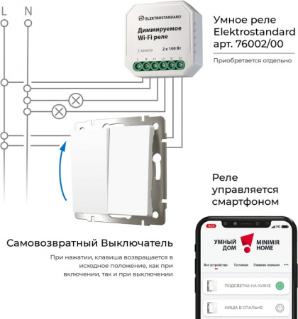 Выключатель Werkel W1122401/ Выключатель двухклавишный с самовозвратом (белый)