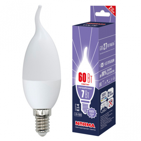 Лампочка светодиодная Norma LED-CW37-7W/6500K/E14/FR/NR