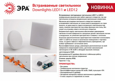 Встраиваемый светильник Эра LED панель Б0054321